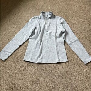 Lady Hagen Light Gray Long Sleeve Quarter-Zip Top